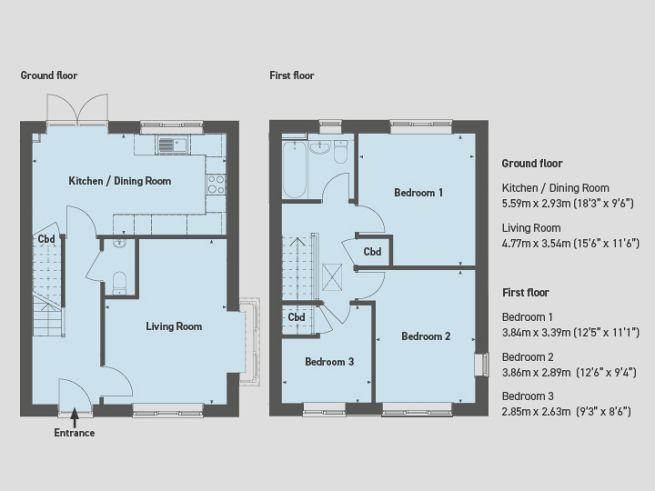 Floor plan, 3 bedroom house  - artist's impression subject to change